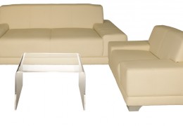 Kombo Leder, beige, 1x3er Sofa + 1x Ledersessel + 1x Beistelltisch - Artikelnr. 0078